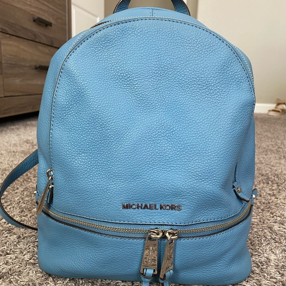 michael kors blue backpack purse